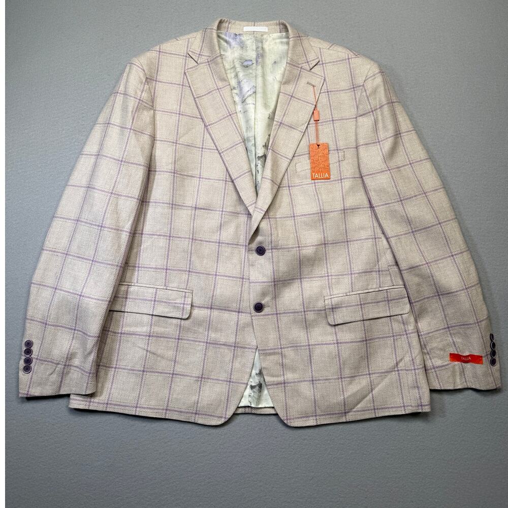 Tallia Men's Slim-Fit Printed Notch-Lapel Sport Coat Natural 50R $295